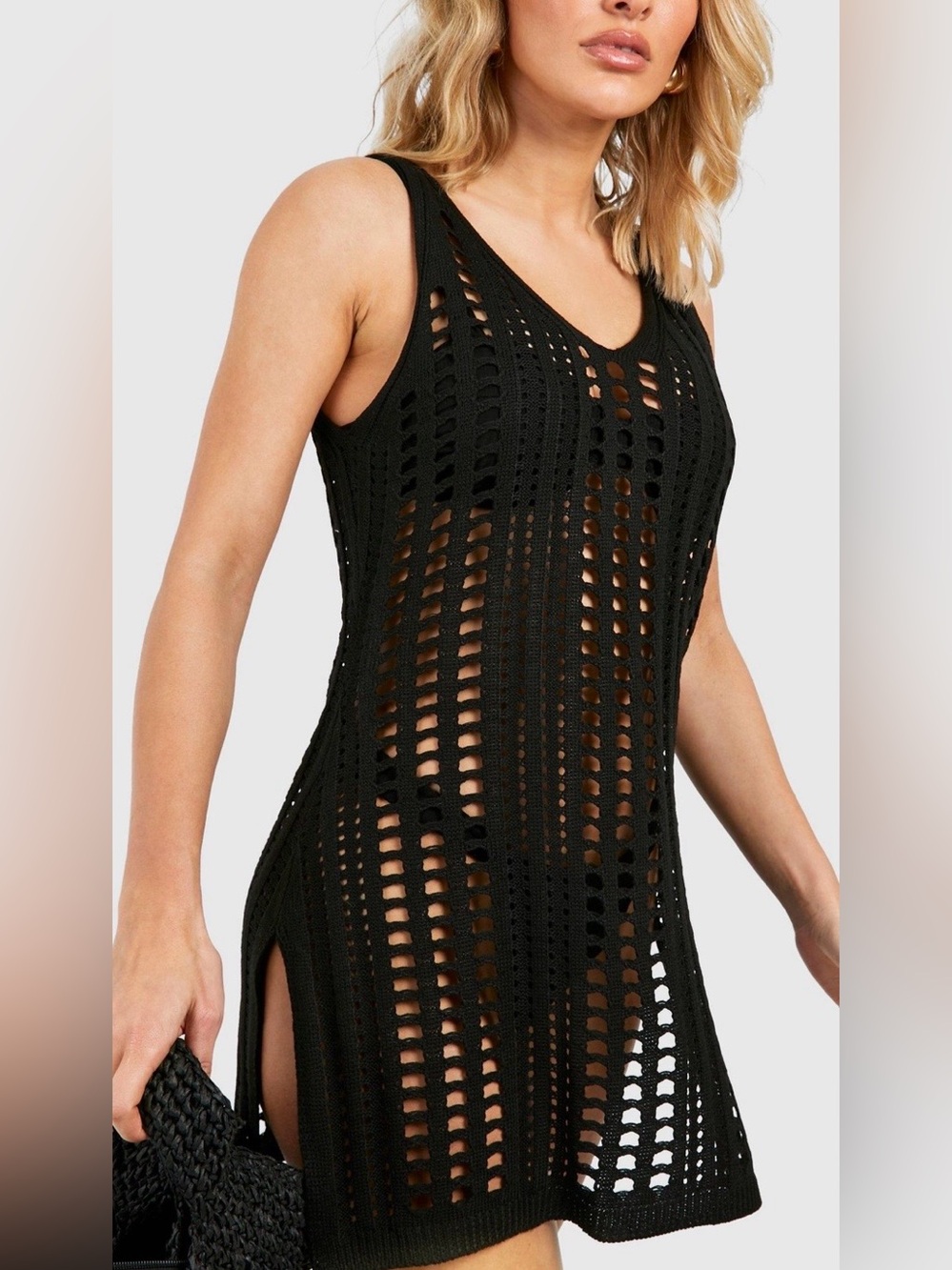 Black Crochet Cover-Up Dress - Women Swim